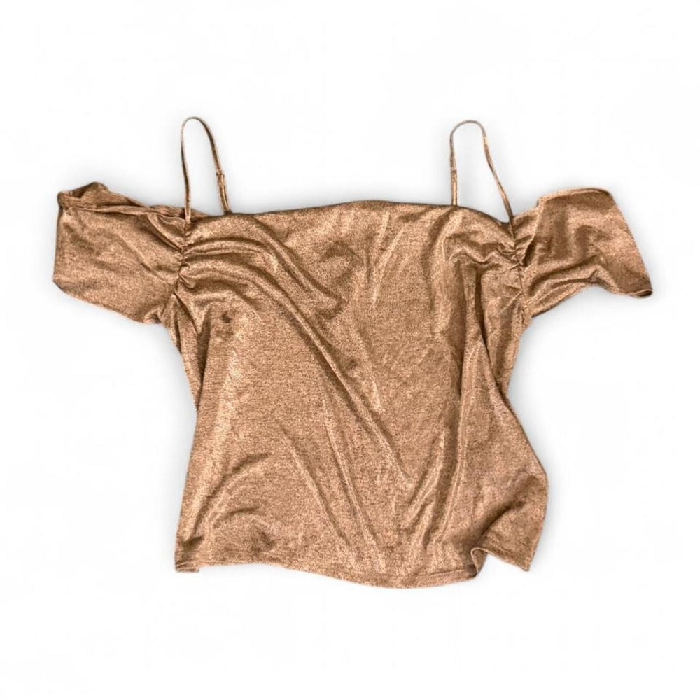NWT Anthropologie Metallic Cowl Drape Neck Off
